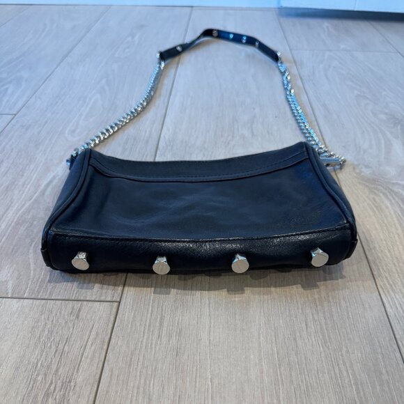 Rebecca Minkoff Purse Black Leather Mini MAC Silver Hardware Crossbody Bag Studs - Picture 4 of 9